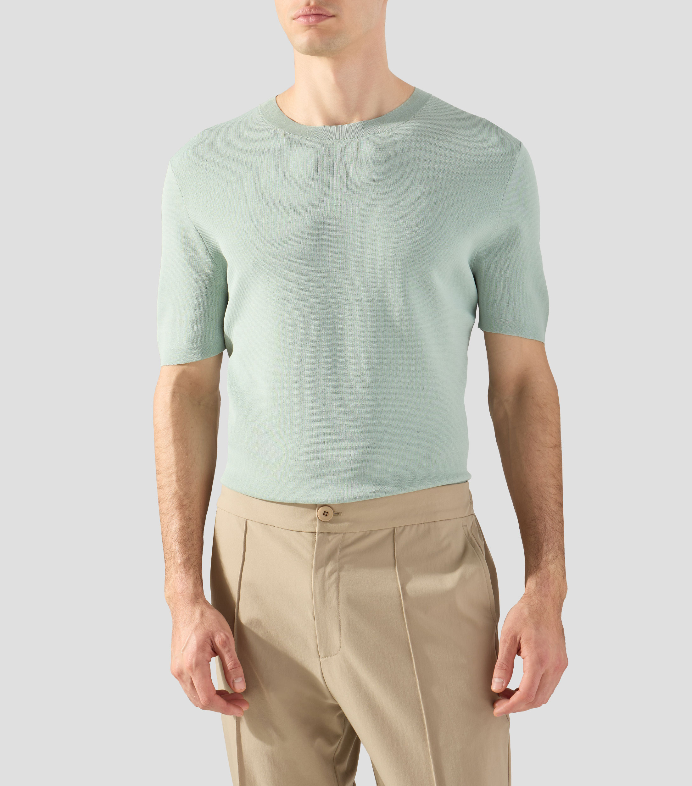 Playera de cuello redondo con manga corta lisa Hombre